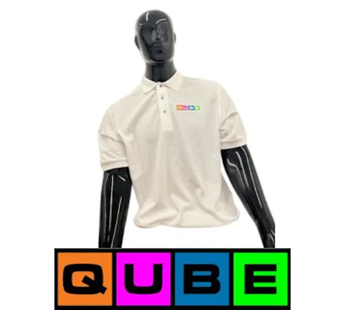 Qube | White Polo Shirt | Color Logo | Extra Large-active