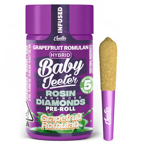 Jeeter Grapefruit Romulan 5pk Rosin Diamonds Infused Prerolls Rec-active