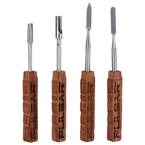 Pulsar – Wooden Dab Tool | Stainless Steel Tip Assortment | 4ct Bundle-1