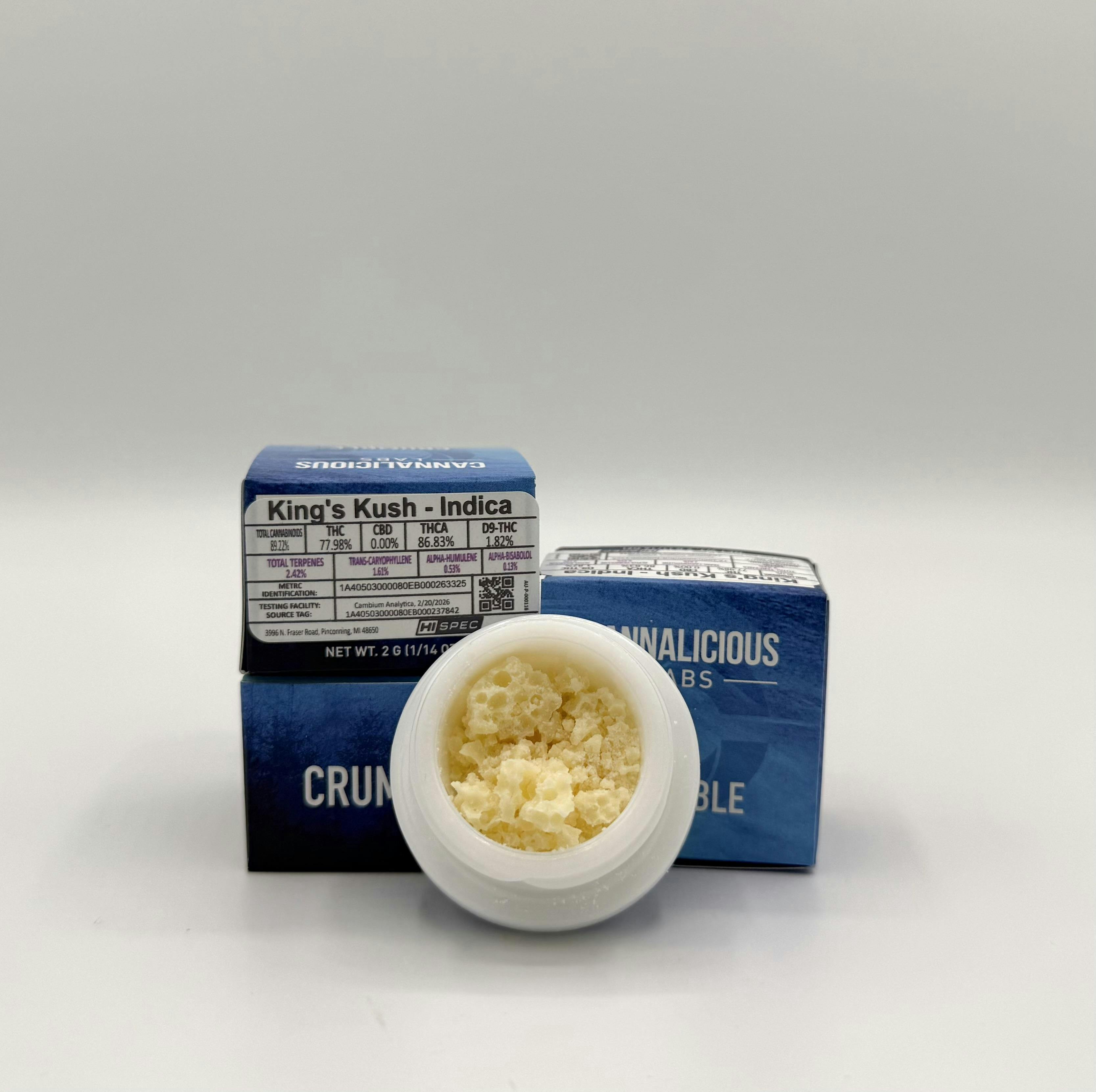 Cannalicious - 2g Crumble Baller Jar - Kings Kush