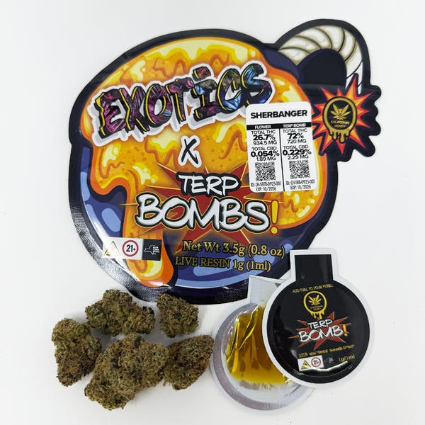 Cali Honey Sherbanger Terp Bomb Premium Flower + 1g Live Resin