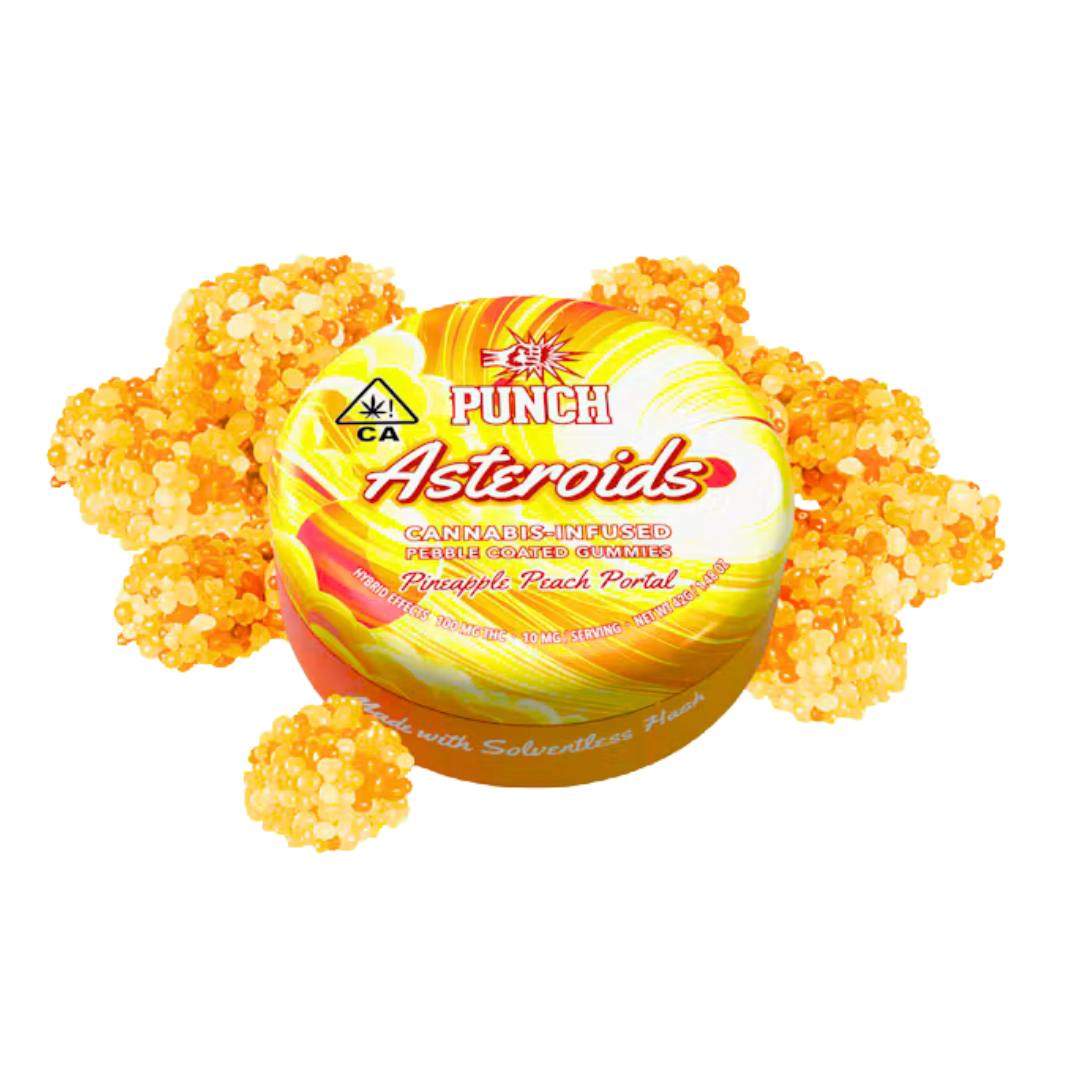 PINEAPPLE PEACH PORTAL SOLVENTLESS PEBBLE COATED GUMMY ASTEROIDS-0