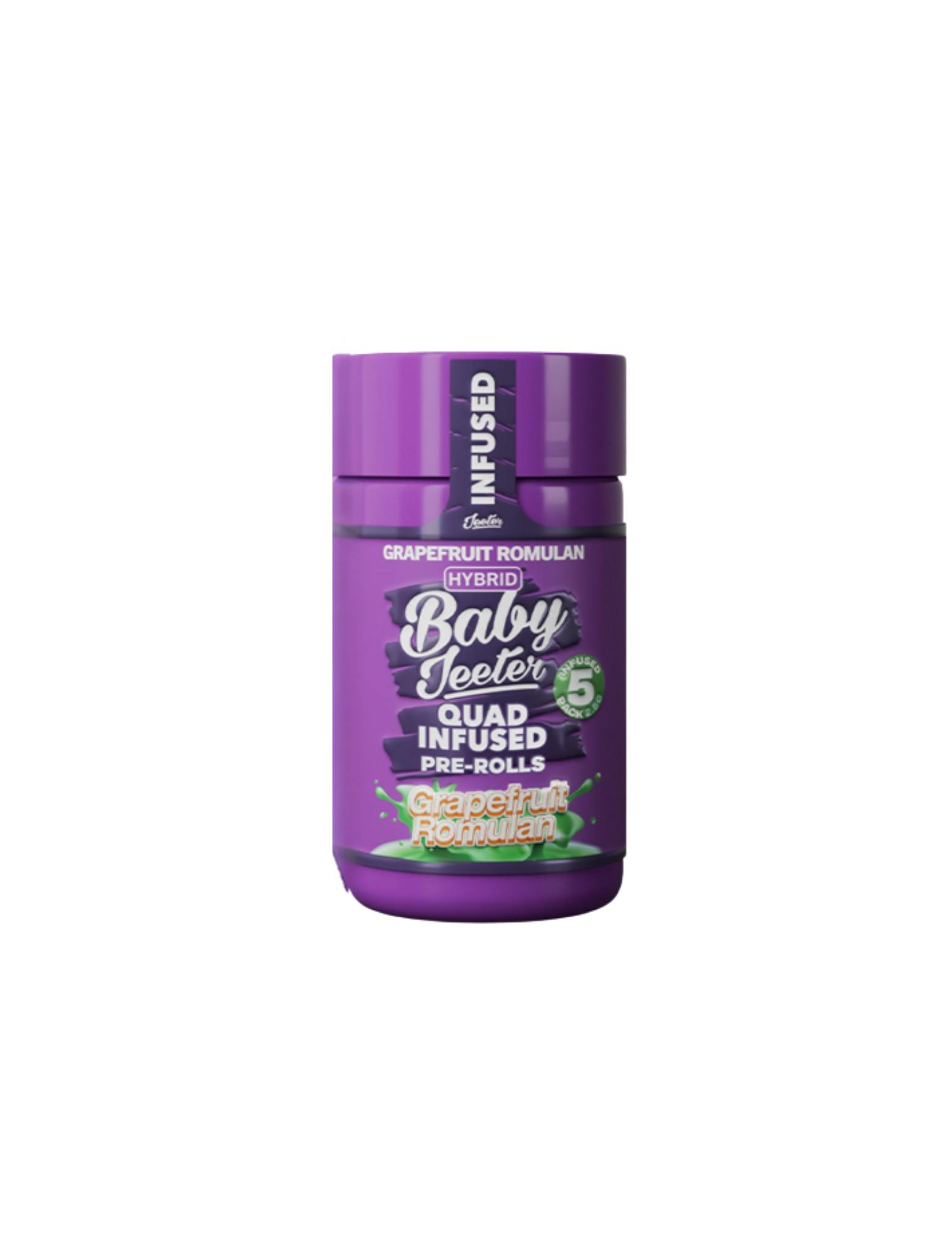 Product: Jeeter | Grapefruit Romulan | Infused Baby Pre-rolls | 0.5g x 5 (2.5g) | Hybrid