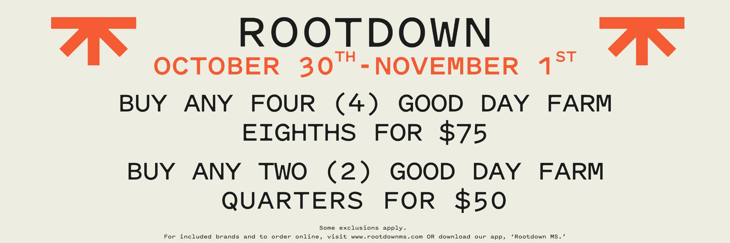 GOOD DAY FARM, GDF, BOGO, buy one get one, for $1, flower, pre-pack, discount, sale, promo, online, online orders, orders, pickup