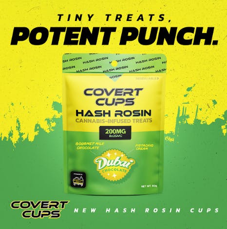 Product: Dubai | 25mg x 8pk | Hash Rosin Infused | Covert Cups