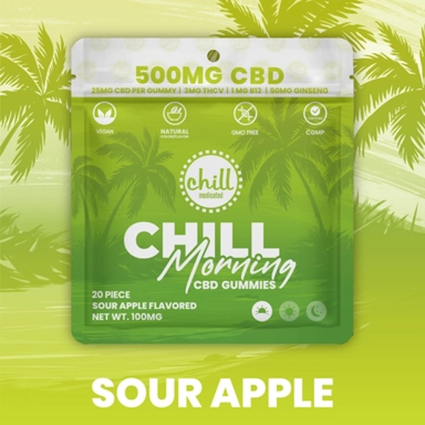 Chill Medicated | CBD Gummies - 500mg - (Morning) Green Apple