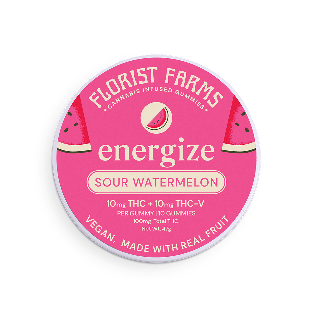 Florist Farms Gummies Energize | 10pk (10mg) | Sour Watermelon (THC:THCV)