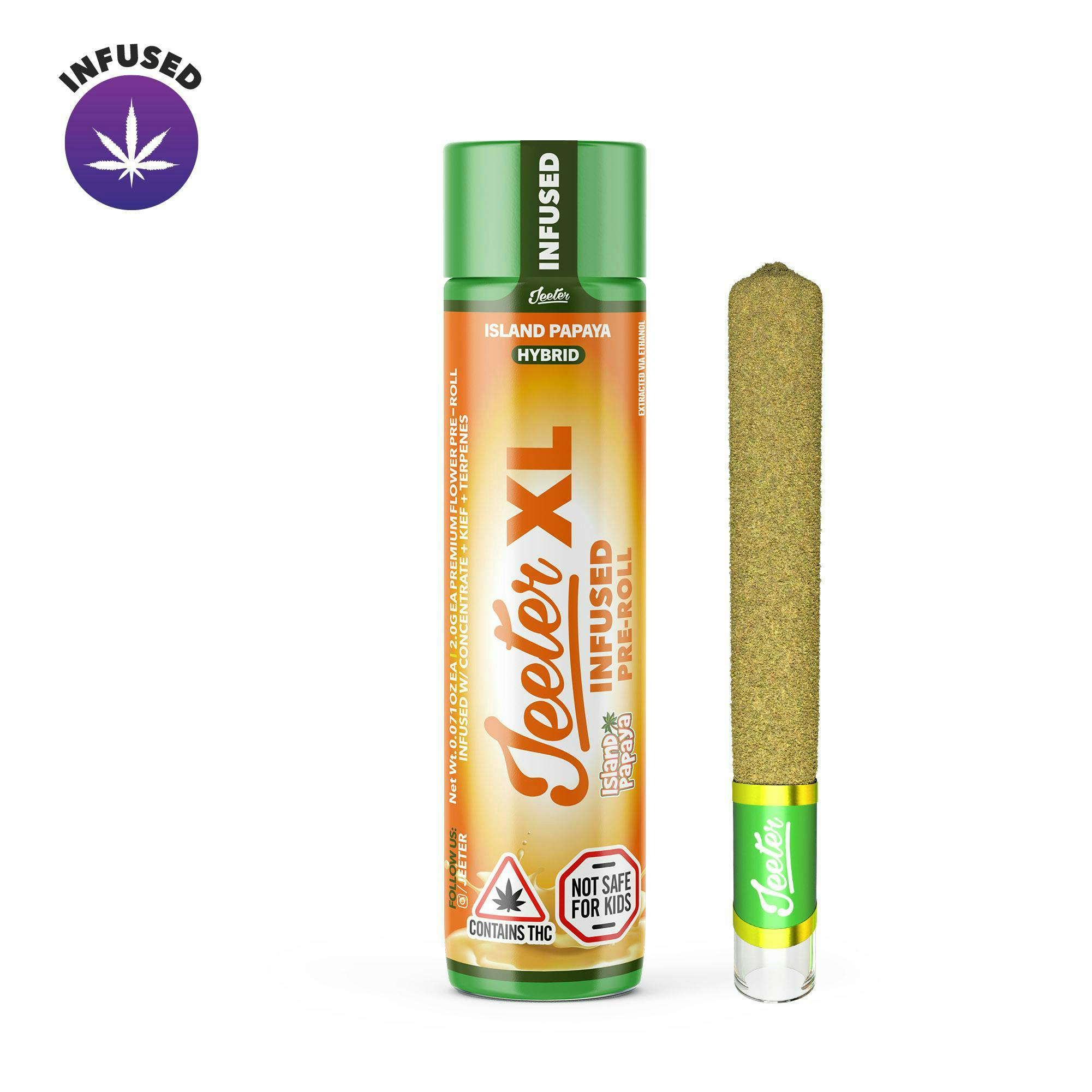 Product: Jeeter | Island Papaya | Infused XL Pre-roll | 2g | Hybrid