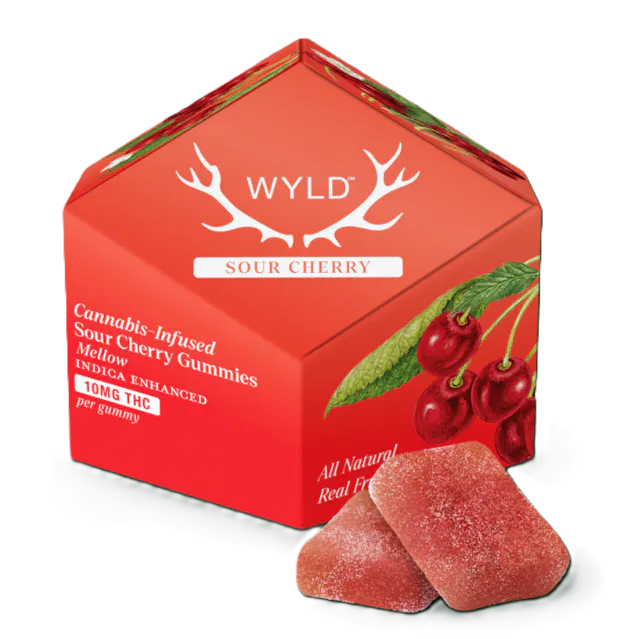 Wyld Gummies Sour Cherry 10pk/100mg (indica hybrid, 2.8g)