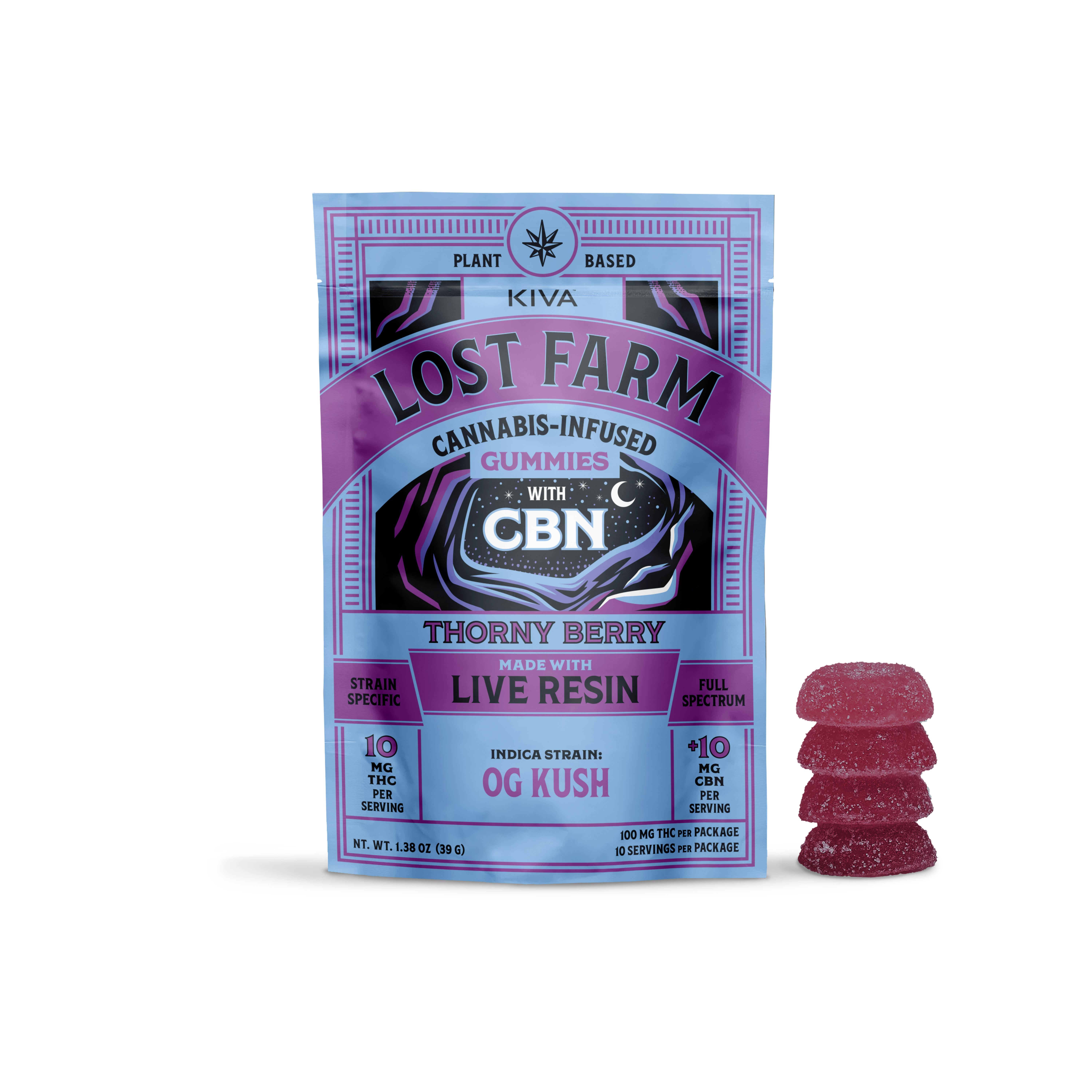 Lost Farm | Thorny Berry x OG Kush Live Resin Gummies | 10 Pack | 100mg